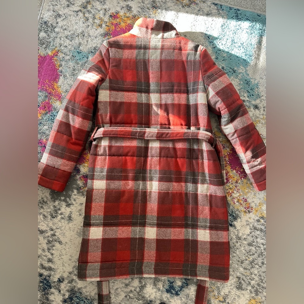 Pendleton Portland Collection 100 Wool Coat Red Brown Cream Plaid Made in USA S - Picture 7 of 7